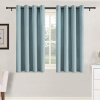 H.VERSAILTEX Grommet Natural Linen Textured Kitchen Curtains 45 inch Length, Thick Faux Linen Room Darkening Window Treatment Set for Farmhouse/Bedroom 52W x 45L,2 Panels,Heather Aqua