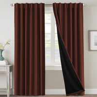 H.VERSAILTEX 100% Blackout Curtains for Bedroom with Black Liner Full Room Darkening Curtains 84 Inch Long Thermal Insulated Back Tab/Rod Pocket Window Drapes for Living Room, 2 Panels, Natural Sand