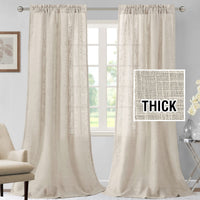h.versailtx Linen Blended Curtains Light Filtering Burlap Textured Rod Pocket 2 Panel Sets product image