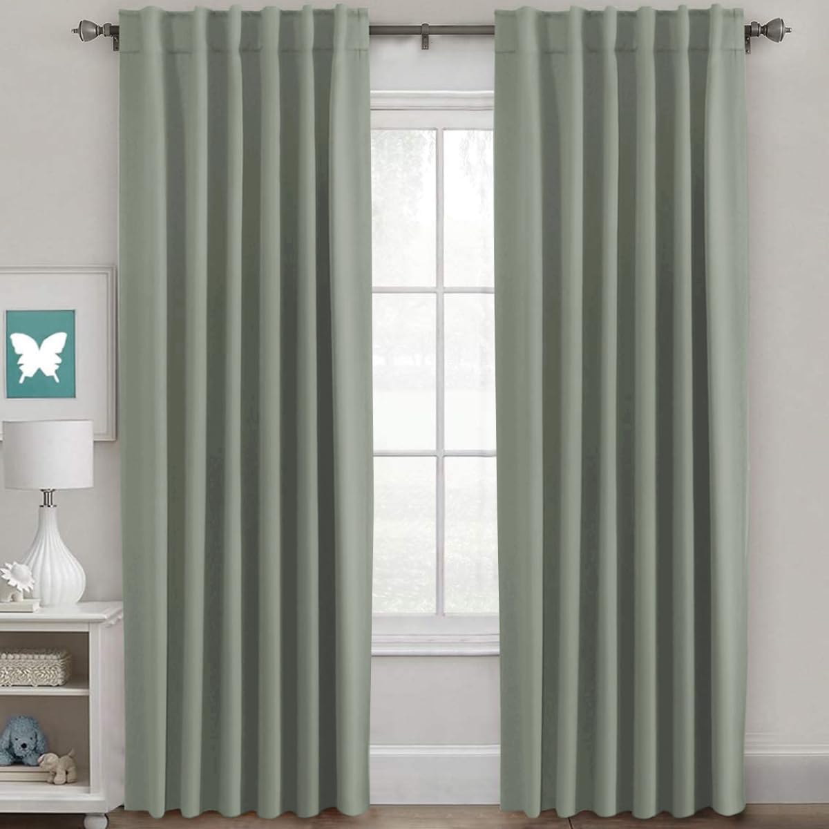 2pcs H.VERSAILTEX Blackout Curtains Thermal Insulated Window Treatment Panels Room Darkening Blackout Drapes for Living Room Back Tab/Rod Pocket Bedroom Draperies