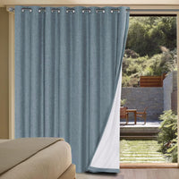 2pcs H.VERSAILTEX Linen Blackout Curtains Durable Thick Textured Linen Look 100% Blackout Patio Door Curtain, Anti Rust Grommet Extra Wide Sliding Glass Door Curtains