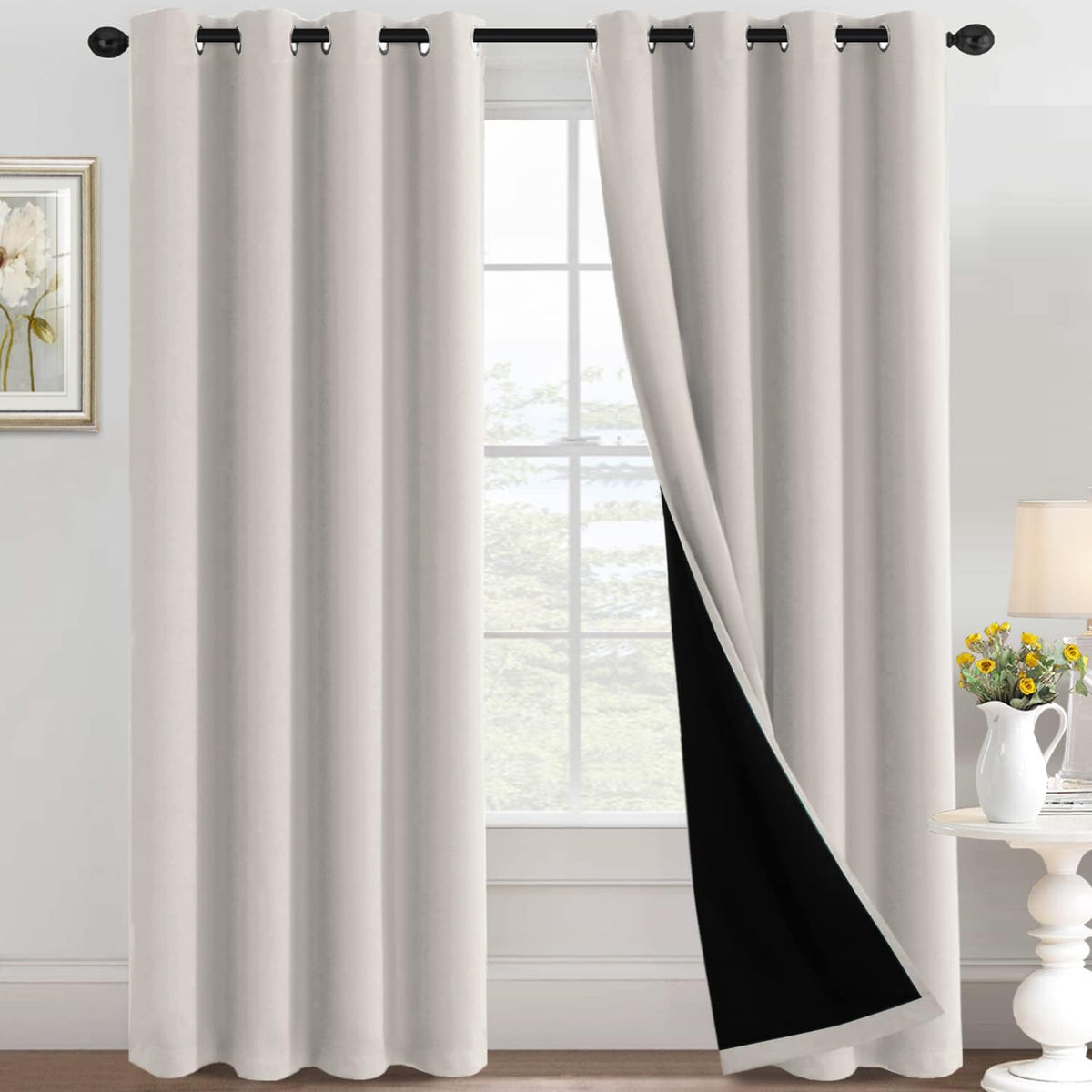 H.VERSAILTEX 100% Black Out Curtains for Bedroom inch Long Blackout Curtains for Living Room, Short Curtains for Windows, Energy Efficiency Curtain Drape Grommet 1 Panel