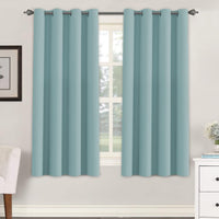 H.VERSAILTEX Stone Blue Blackout Curtains for Bedroom/Living Room 2 Panels Set - Thermal Insulated Room Darkening Grommet Top Blue Curtains