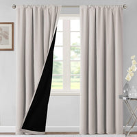H.VERSAILTEX 100% Blackout Curtains for Bedroom Short Curtains Half Window Curtains for Kitchen, Privacy Energy Saving Curtain Tiers for Bathroom Shades, W 42 x L 36 inch, Pumice Stone, Set of 2