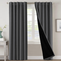 H.VERSAILTEX 100% Blackout Curtains for Bedroom with Black Liner Full Room Darkening Curtains 84 Inch Long Thermal Insulated Back Tab/Rod Pocket Window Drapes for Living Room, 2 Panels, Natural Sand