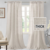 h.versailtx Linen Blended Curtains Light Filtering Burlap Textured Rod Pocket 2 Panel Sets product image
