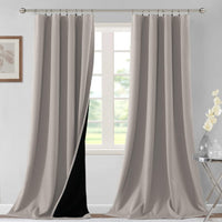 H.VERSAILTEX 100% Blackout Curtains for Bedroom Short Curtains Half Window Curtains for Kitchen, Privacy Energy Saving Curtain Tiers for Bathroom Shades, W 42 x L 36 inch, Pumice Stone, Set of 2