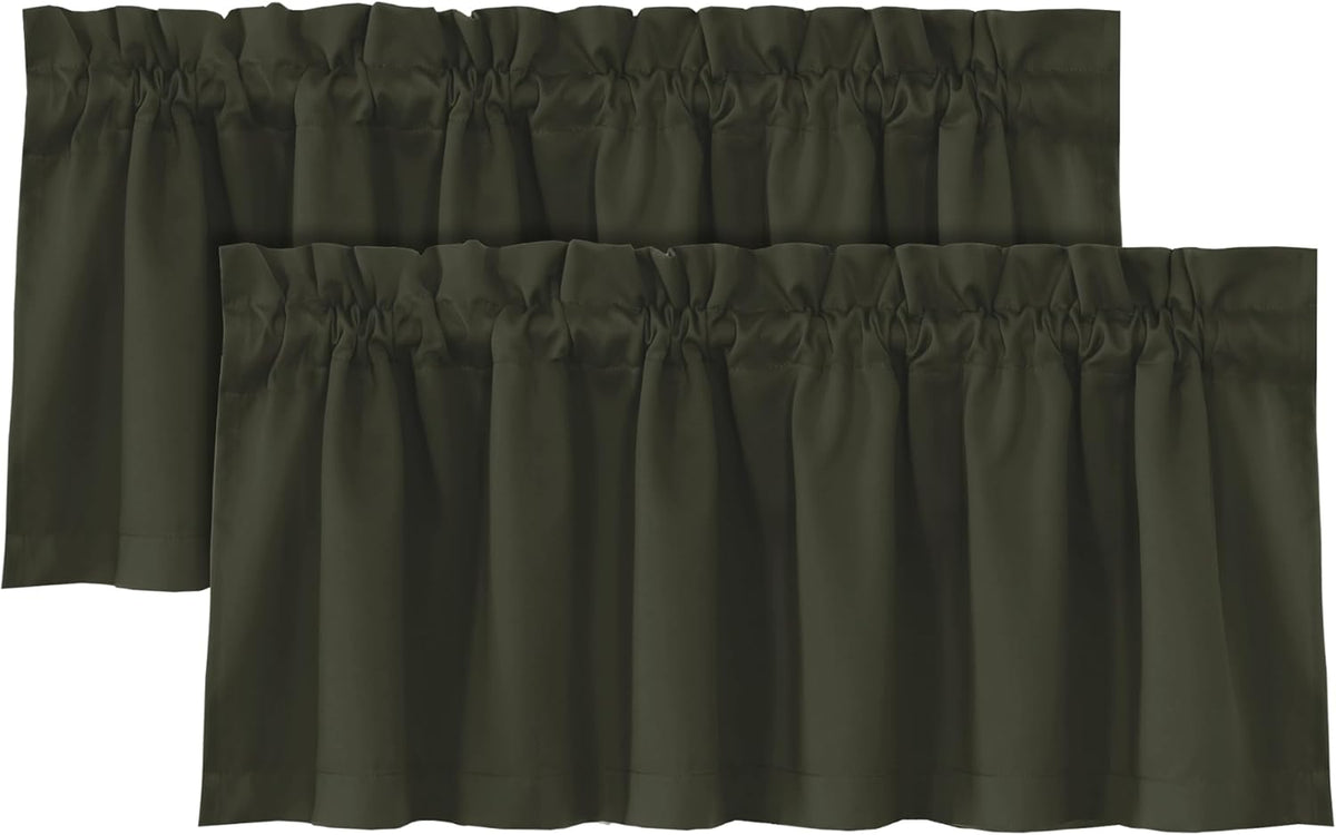 H.VERSAILTEX 100% Blackout Valances for Windows,Kitchen Window Valances Short Grey Window Valance Curtains for Living Room/Bedroom/Bathroom Privacy Decorative Rod Pocket,2 Pack, 52" x 18", Dove Gray