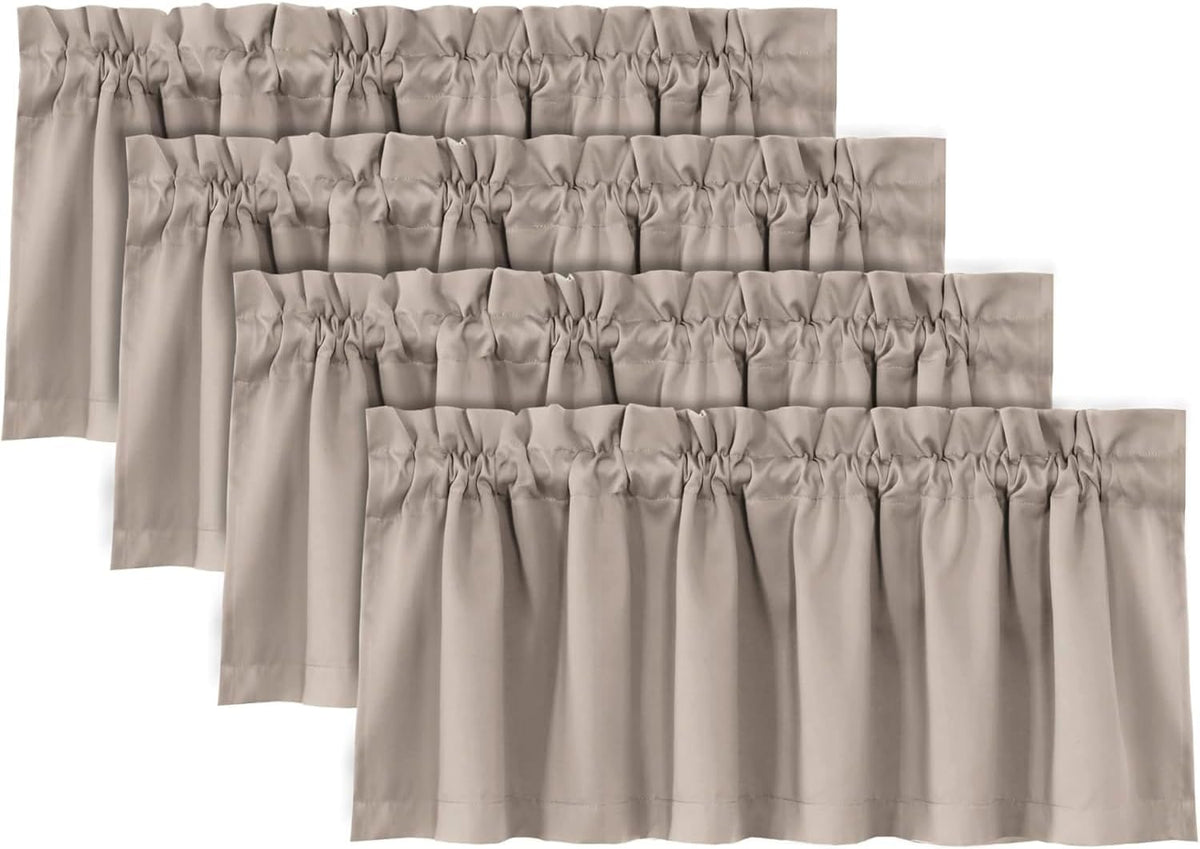 H.VERSAILTEX 100% Blackout Valances for Windows,Kitchen Window Valances Short Grey Window Valance Curtains for Living Room/Bedroom/Bathroom Privacy Decorative Rod Pocket,2 Pack, 52" x 18", Dove Gray