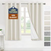 H.VERSAILTEX Elegant Full Coverage Linen 100% Blackout Drapes Heat Blocking Curtains Bedroom Curtain- Ideal for Undisturbed Sleep & Energy Efficiency, 52x84 Inch, Heather Pale Oak(Not Solid)
