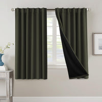 H.VERSAILTEX 100% Blackout Curtains for Bedroom with Black Liner Full Room Darkening Curtains 84 Inch Long Thermal Insulated Back Tab/Rod Pocket Window Drapes for Living Room, 2 Panels, Natural Sand