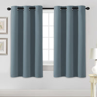 H.VERSAILTEX Stone Blue Blackout Curtains for Bedroom/Living Room 2 Panels Set - Thermal Insulated Room Darkening Grommet Top Blue Curtains