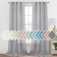H.VERSAILTEX Linen Sheer Curtains Semi Sheer Light Filtering Window Drapes 2 Panels