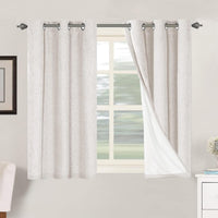 2pcs H.VERSAILTEX Blackout Linen Curtains, 100% Blackout Drapes Textured Blackout Curtains with White Thermal Insulated Liner, Grommet Top Curtains Living Room