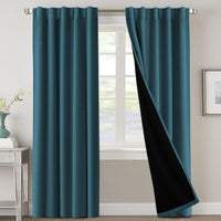 H.VERSAILTEX 100% Blackout Curtains for Bedroom with Black Liner Full Room Darkening Curtains 84 Inch Long Thermal Insulated Back Tab/Rod Pocket Window Drapes for Living Room, 2 Panels, Natural Sand
