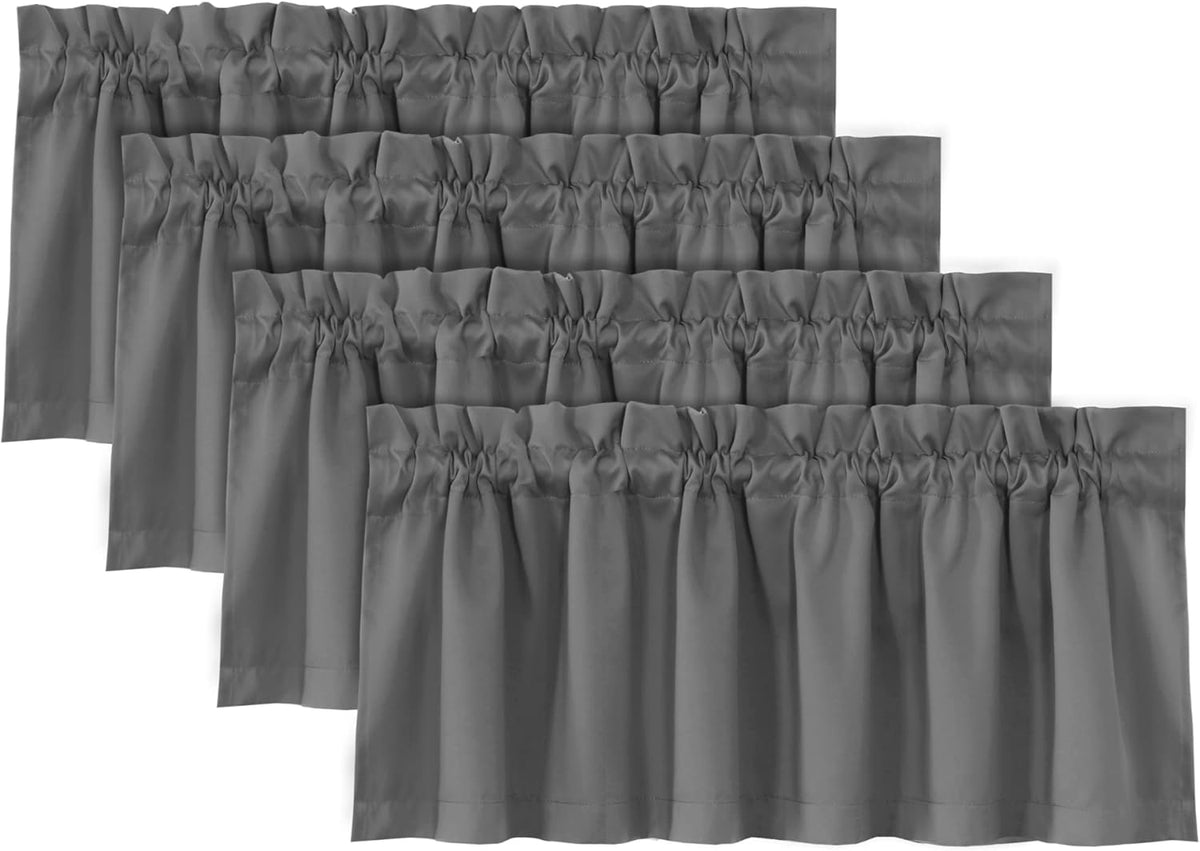 H.VERSAILTEX 100% Blackout Valances for Windows,Kitchen Window Valances Short Grey Window Valance Curtains for Living Room/Bedroom/Bathroom Privacy Decorative Rod Pocket,2 Pack, 52" x 18", Dove Gray