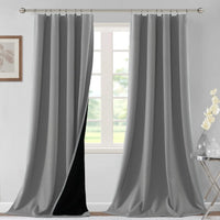H.VERSAILTEX 100% Blackout Curtains for Bedroom Short Curtains Half Window Curtains for Kitchen, Privacy Energy Saving Curtain Tiers for Bathroom Shades, W 42 x L 36 inch, Pumice Stone, Set of 2