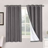 2 pcs  H.VERSAILTEX 100% Blackout Linen Curtains Full Light Blocking Curtains for Bedroom, Textured Window Curtains for Living Room, Energy Efficient Curtains White Liner