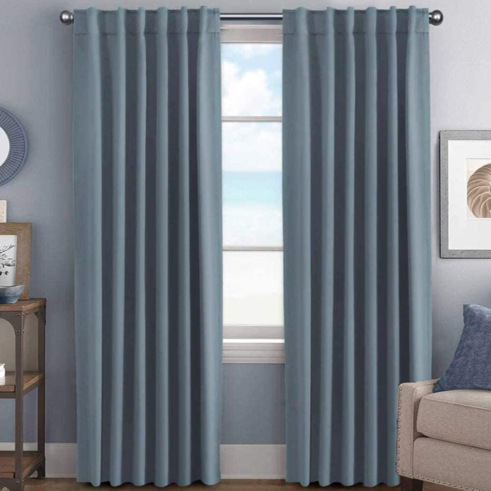 2pcs H.VERSAILTEX Blackout Curtains Thermal Insulated Window Treatment Panels Room Darkening Blackout Drapes for Living Room Back Tab/Rod Pocket Bedroom Draperies