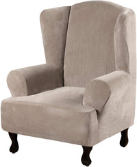 H.VERSAILTEX Velvet Wingback Chair Cover – Plush High Stretch Slipcover, 1 Piece