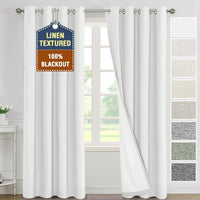 H.VERSAILTEX Elegant Full Coverage Linen 100% Blackout Drapes Heat Blocking Curtains Bedroom Curtain- Ideal for Undisturbed Sleep & Energy Efficiency, 52x84 Inch, Heather Pale Oak(Not Solid)