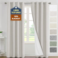H.VERSAILTEX Elegant Full Coverage Linen 100% Blackout Drapes Heat Blocking Curtains Bedroom Curtain- Ideal for Undisturbed Sleep & Energy Efficiency, 52x84 Inch, Heather Pale Oak(Not Solid)