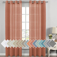 2pcs H.VERSAILTEX Natural Linen Sheer Curtains Flax Linen Blended Curtain Panels Living Room Sheer Curtains, Nickel Grommet Semitransparent Semi-Sheer Soft Privacy Drapes