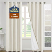 H.VERSAILTEX Elegant Full Coverage Linen 100% Blackout Drapes Heat Blocking Curtains Bedroom Curtain- Ideal for Undisturbed Sleep & Energy Efficiency, 52x84 Inch, Heather Pale Oak(Not Solid)