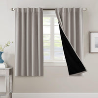H.VERSAILTEX 100% Blackout Curtains for Bedroom with Black Liner Full Room Darkening Curtains 84 Inch Long Thermal Insulated Back Tab/Rod Pocket Window Drapes for Living Room, 2 Panels, Natural Sand
