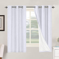 2pcs H.VERSAILTEX Blackout Linen Curtains, 100% Blackout Drapes Textured Blackout Curtains with White Thermal Insulated Liner, Grommet Top Curtains Living Room