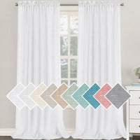 h.versailtx Linen Blend Semi Sheer Curtain Panels Natural Light Filtering Rod Pocket product image