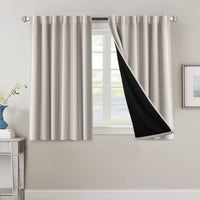 H.VERSAILTEX 100% Blackout Curtains for Bedroom with Black Liner Full Room Darkening Curtains 84 Inch Long Thermal Insulated Back Tab/Rod Pocket Window Drapes for Living Room, 2 Panels, Natural Sand