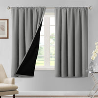 H.VERSAILTEX 100% Blackout Curtains for Bedroom Short Curtains Half Window Curtains for Kitchen, Privacy Energy Saving Curtain Tiers for Bathroom Shades, W 42 x L 36 inch, Pumice Stone, Set of 2