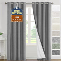 H.VERSAILTEX Elegant Full Coverage Linen 100% Blackout Drapes Heat Blocking Curtains Bedroom Curtain- Ideal for Undisturbed Sleep & Energy Efficiency, 52x84 Inch, Heather Pale Oak(Not Solid)