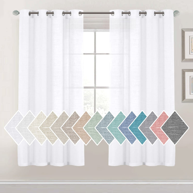 Linen Sheer Curtains Semi Sheer Light Filtering Window Drapes 2 Panels product feature or detail image