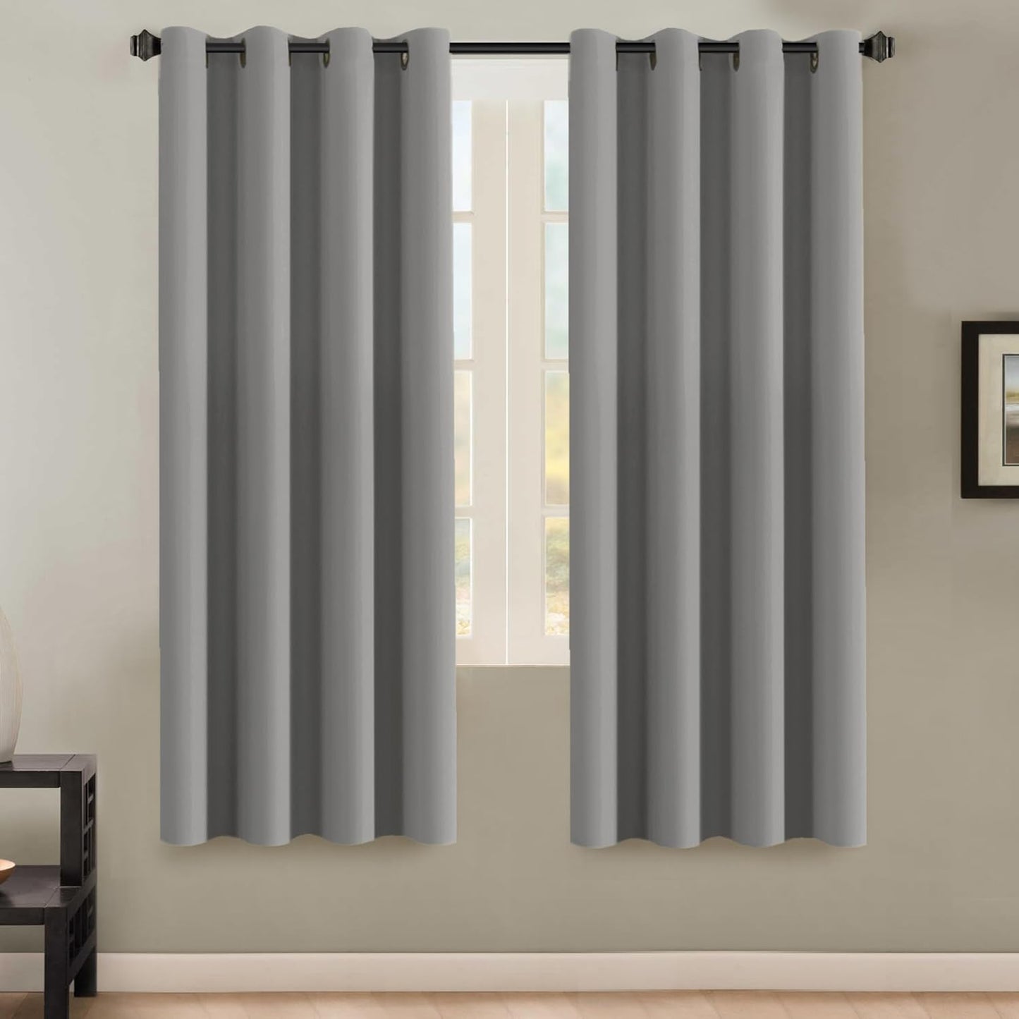 H.VERSAILTEX Stone Blue Blackout Curtains for Bedroom/Living Room 2 Panels Set - Thermal Insulated Room Darkening Grommet Top Blue Curtains