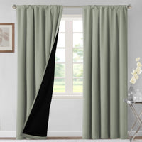 H.VERSAILTEX 100% Blackout Curtains for Bedroom Short Curtains Half Window Curtains for Kitchen, Privacy Energy Saving Curtain Tiers for Bathroom Shades, W 42 x L 36 inch, Pumice Stone, Set of 2