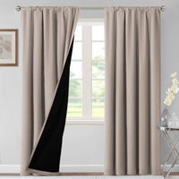 H.VERSAILTEX 100% Blackout Curtains for Bedroom Short Curtains Half Window Curtains for Kitchen, Privacy Energy Saving Curtain Tiers for Bathroom Shades, W 42 x L 36 inch, Pumice Stone, Set of 2