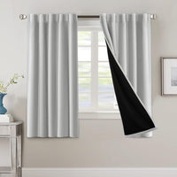 H.VERSAILTEX 100% Blackout Curtains for Bedroom with Black Liner Full Room Darkening Curtains 84 Inch Long Thermal Insulated Back Tab/Rod Pocket Window Drapes for Living Room, 2 Panels, Natural Sand