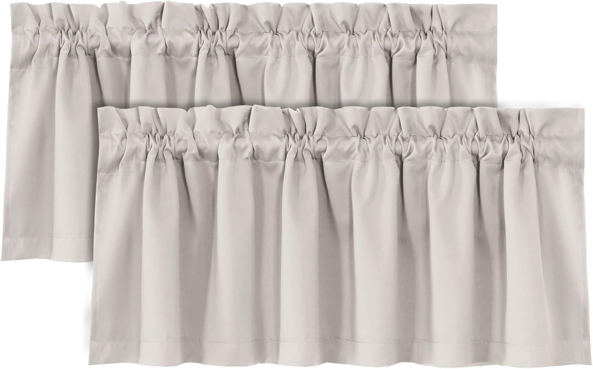 H.VERSAILTEX 100% Blackout Valances for Windows,Kitchen Window Valances Short Grey Window Valance Curtains for Living Room/Bedroom/Bathroom Privacy Decorative Rod Pocket,2 Pack, 52" x 18", Dove Gray