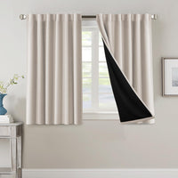 H.VERSAILTEX 100% Blackout Curtains for Bedroom with Black Liner Full Room Darkening Curtains 84 Inch Long Thermal Insulated Back Tab/Rod Pocket Window Drapes for Living Room, 2 Panels, Natural Sand