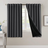 H.VERSAILTEX 100% Blackout Curtains for Bedroom with Black Liner Full Room Darkening Curtains 84 Inch Long Thermal Insulated Back Tab/Rod Pocket Window Drapes for Living Room, 2 Panels, Natural Sand