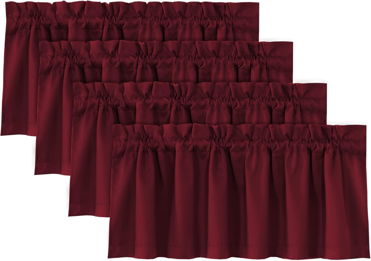 H.VERSAILTEX 100% Blackout Valances for Windows,Kitchen Window Valances Short Grey Window Valance Curtains for Living Room/Bedroom/Bathroom Privacy Decorative Rod Pocket,2 Pack, 52" x 18", Dove Gray