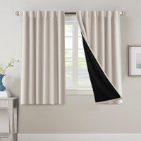 H.VERSAILTEX 100% Blackout Curtains for Bedroom with Black Liner Full Room Darkening Curtains 84 Inch Long Thermal Insulated Back Tab/Rod Pocket Window Drapes for Living Room, 2 Panels, Natural Sand