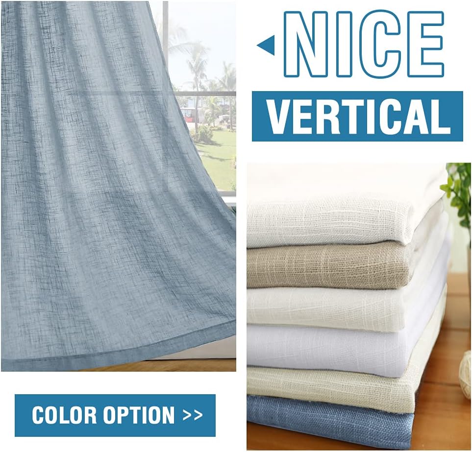 Linen Blended Curtains Light Filtering Burlap Textured Rod Pocket 2 Panel Sets product feature or detail image