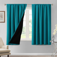 H.VERSAILTEX 100% Blackout Curtains for Bedroom Short Curtains Half Window Curtains for Kitchen, Privacy Energy Saving Curtain Tiers for Bathroom Shades, W 42 x L 36 inch, Pumice Stone, Set of 2