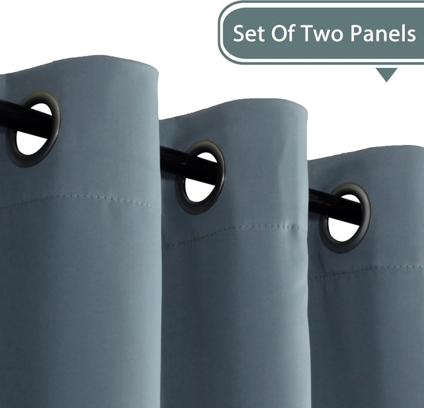 Blackout Curtains Thermal Insulated Grommet Top Solid Color Curtains
