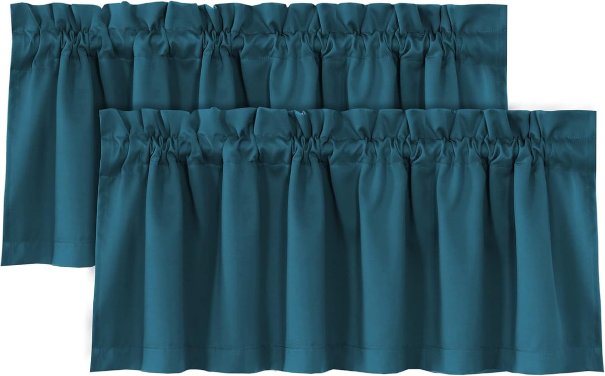 H.VERSAILTEX 100% Blackout Valances for Windows,Kitchen Window Valances Short Grey Window Valance Curtains for Living Room/Bedroom/Bathroom Privacy Decorative Rod Pocket,2 Pack, 52" x 18", Dove Gray