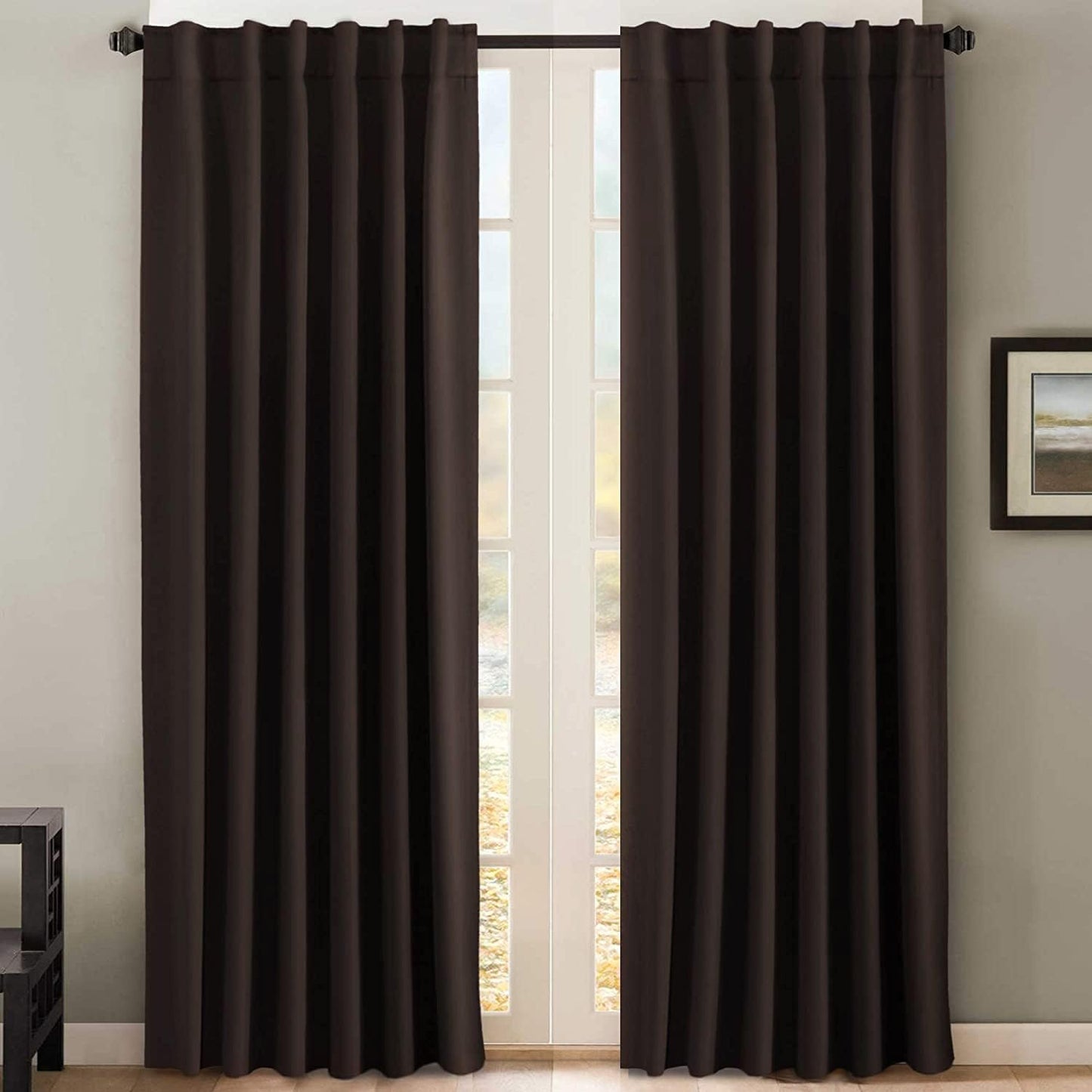 2pcs H.VERSAILTEX Blackout Curtains Thermal Insulated Window Treatment Panels Room Darkening Blackout Drapes for Living Room Back Tab/Rod Pocket Bedroom Draperies