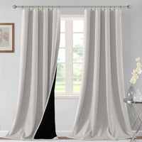 H.VERSAILTEX 100% Blackout Curtains for Bedroom Short Curtains Half Window Curtains for Kitchen, Privacy Energy Saving Curtain Tiers for Bathroom Shades, W 42 x L 36 inch, Pumice Stone, Set of 2